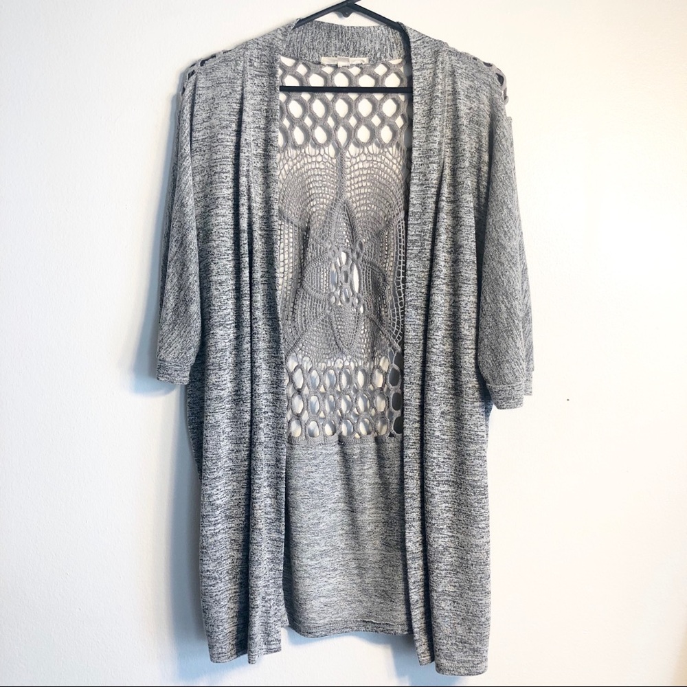 Heather Gray Shrug Crochet Cardigan Top XS
